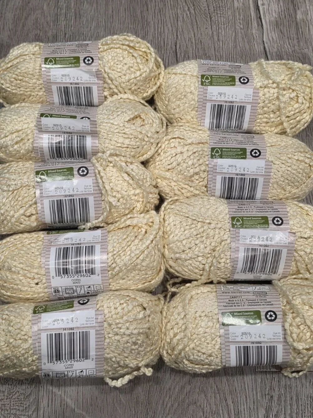 Bernat Bamboo Natural Blends Yarn Lot 10 Skeins Color Corn (209242) 60g/63 Yd ea